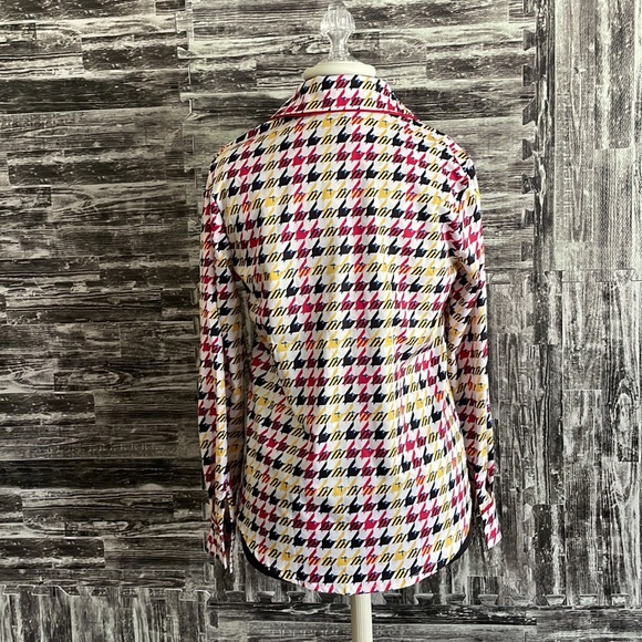 Vicky and Lukas Houndstooth Button Down Top Medium Red/yellow/blue/black/white - Picture 5 of 9